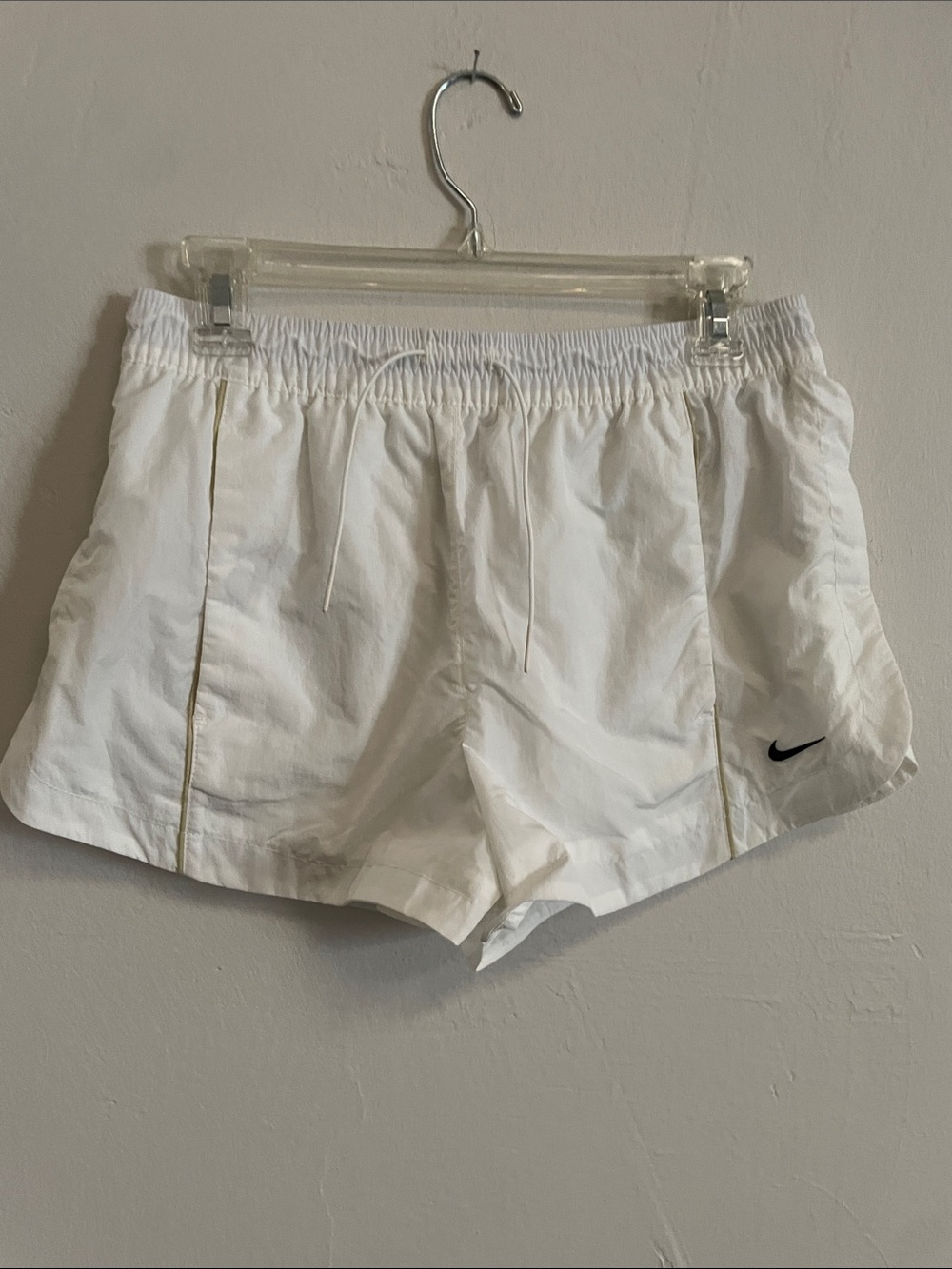 Nike White Women's Athletic Shorts with Black Swoosh
